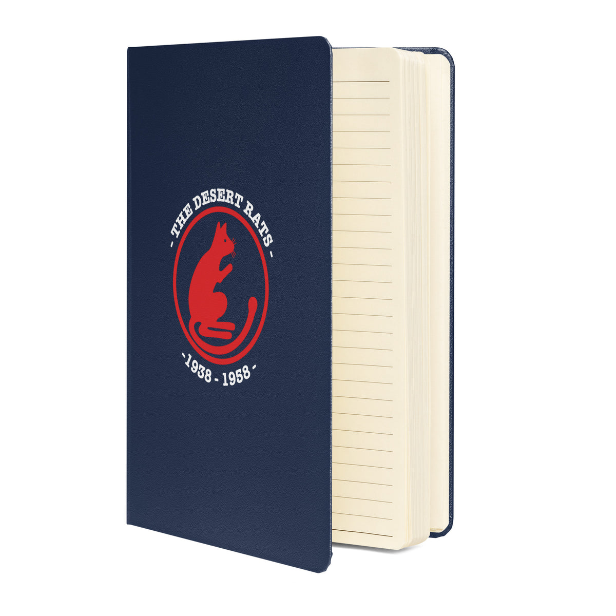 Desert Rats hardcover bound notebook in navy, front cover