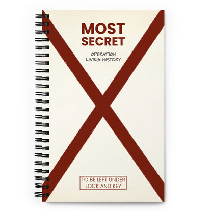 Top Secret spiral notebook, Operation Living History design, front cover