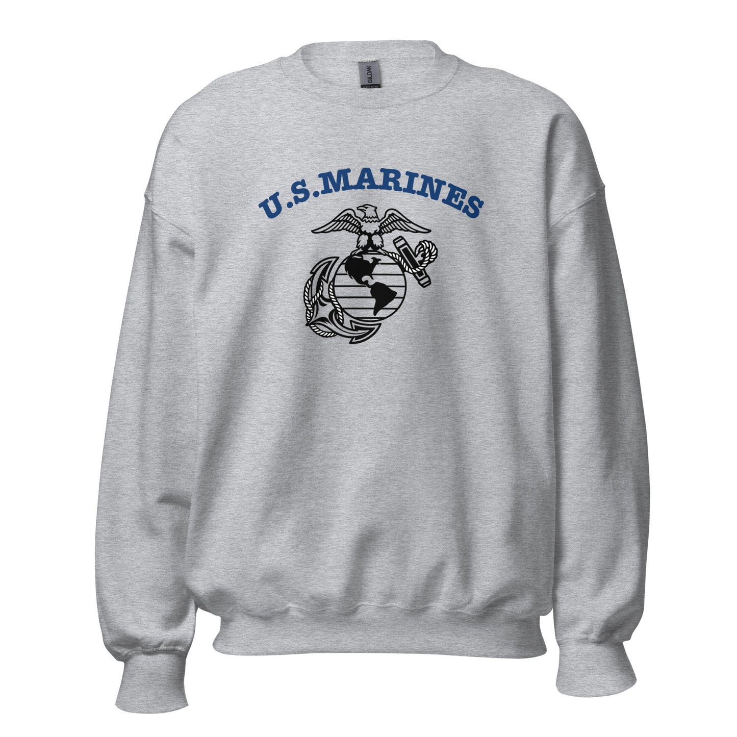 US Marines WW2 crew neck jumper in sport grey, front view
