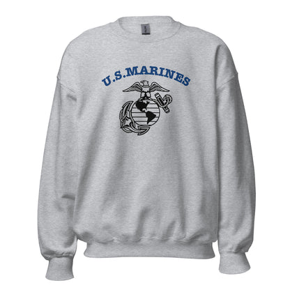 US Marines WW2 crew neck jumper in sport grey, front view