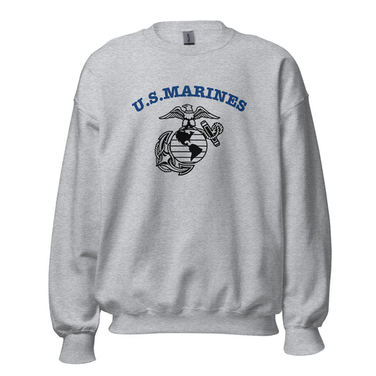 US Marines WW2 crew neck jumper in sport grey, front view