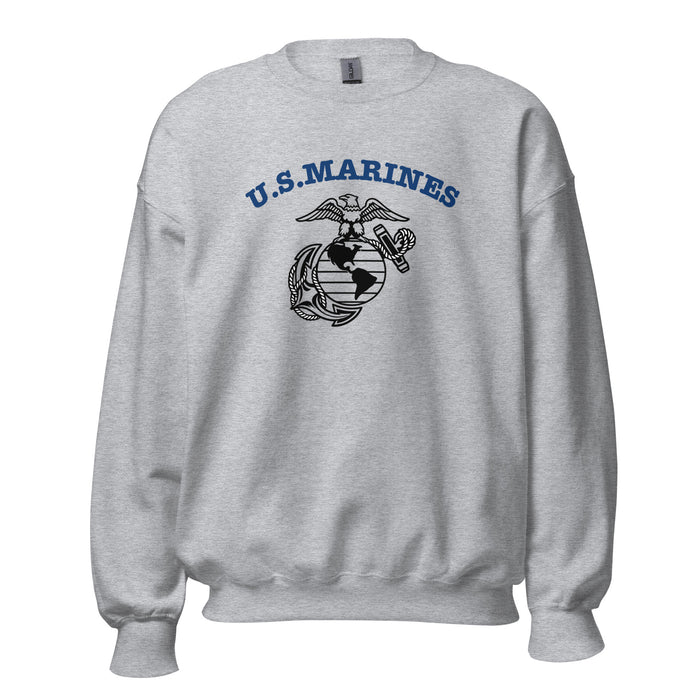 US Marines WW2 crew neck jumper in sport grey, front view