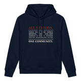 All Periods organic side pocket hoodie in French navy, Network fundraiser, front view