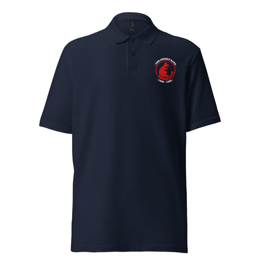 Desert Rats pique polo shirt in navy, front view
